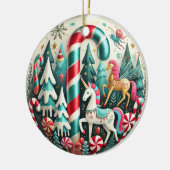 Whimsical Candy Cane Forest Kerstversiering – P Keramisch Ornament (Links)