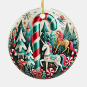 Whimsical Candy Cane Forest Kerstversiering – P Keramisch Ornament (Achterkant)