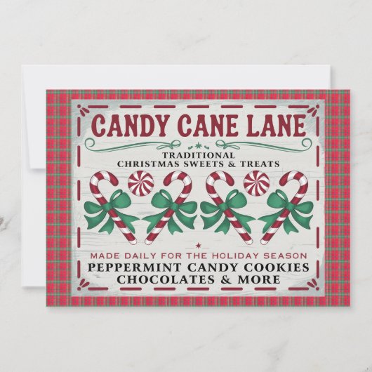 Whimsical  Candy Cane Holiday Kaart (Voorkant)