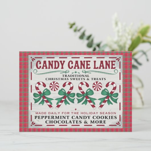 Whimsical  Candy Cane Holiday Kaart (Staand voorkant)