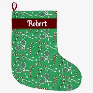 Whimsical Candy Cane Kerstfeestdag Tennis Grote Kerstsok