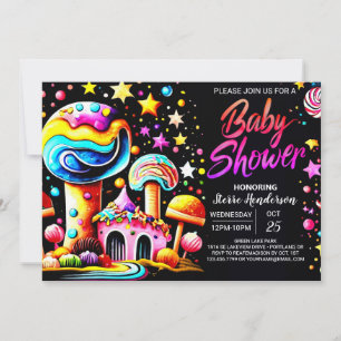 Whimsical Candyland Bliss Baby shower Kaart