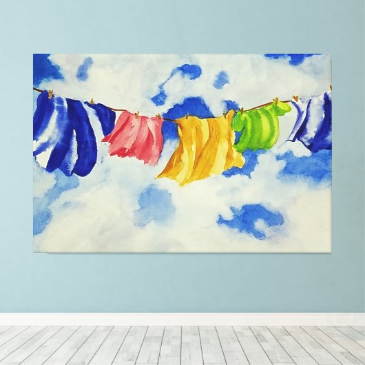 Whimsical Canvas Kunst Wasserij Clothesline, Artis (Insitu (Houten vloer))