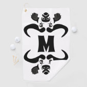 Whimsical Cape Buffalo, in zwarte inkt Golfhanddoek (Insitu)