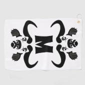 Whimsical Cape Buffalo, in zwarte inkt Golfhanddoek (Horizontaal)