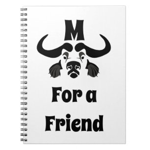 Whimsical Cape Buffalo, in zwarte inkt Notitieboek