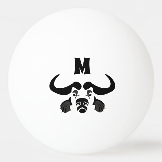 Whimsical Cape Buffalo, in zwarte inkt Pingpongbal (Achterkant)