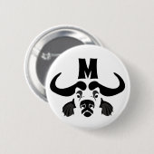 Whimsical Cape Buffalo, in zwarte inkt Ronde Button 5,7 Cm (Voorkant /achterkant)