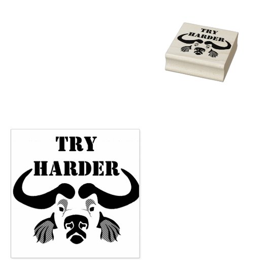 Whimsical Cape Buffalo, in zwarte inkt Rubberstempel (Gestempeld)