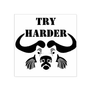 Whimsical Cape Buffalo, in zwarte inkt Rubberstempel