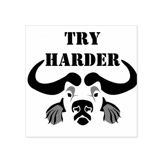 Whimsical Cape Buffalo, in zwarte inkt Rubberstempel (Afrduk)