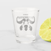 Whimsical Cape Buffalo, in zwarte inkt Shot Glas (Achterkant)