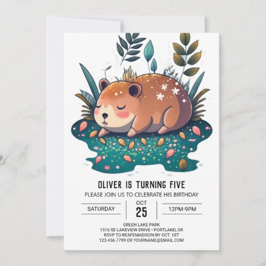 Whimsical Capybara Haven Verjaardag Kaart (Voorkant)