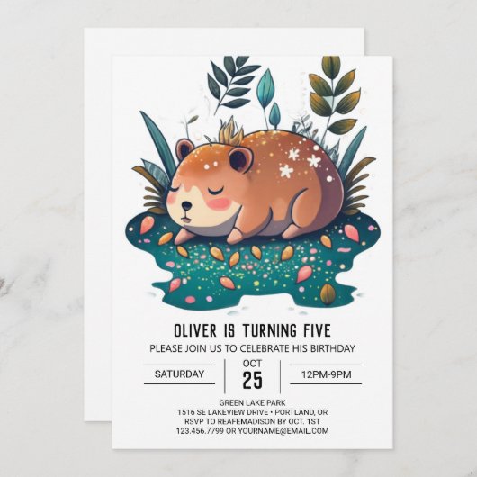 Whimsical Capybara Haven Verjaardag Kaart (Voorkant / Achterkant)