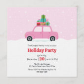 Whimsical Car with Christmas Gifts in Pink Kaart (Voorkant)
