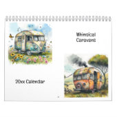 Whimsical  Caravans Waterverf Illustratie Kalender (Hoes)