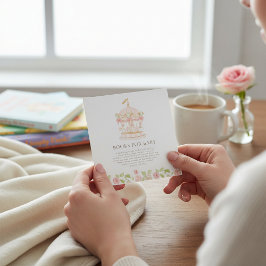 Whimsical Carousel Floral Baby Shower Book Card Informatiekaartje