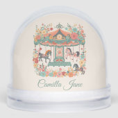 Whimsical Carousel Girls First Birthday Gift Sneeuwbol (Voorkant)