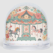 Whimsical Carousel Girls First Birthday Gift Sneeuwbol (Achterkant)
