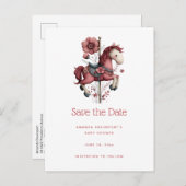 Whimsical Carousel Horse Image Aankondigingskaart (Voorkant / Achterkant)