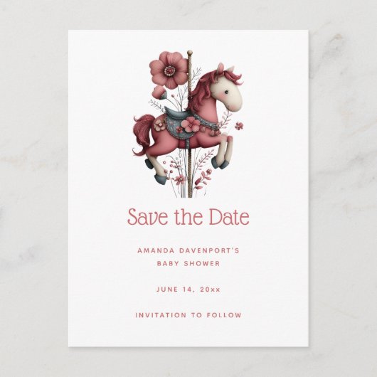 Whimsical Carousel Horse Image Aankondigingskaart (Voorkant)