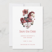 Whimsical Carousel Horse Image Baby Shower Save The Date (Voorkant)