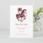 Whimsical Carousel Horse Image Baby Shower Save The Date (Staand voorkant)