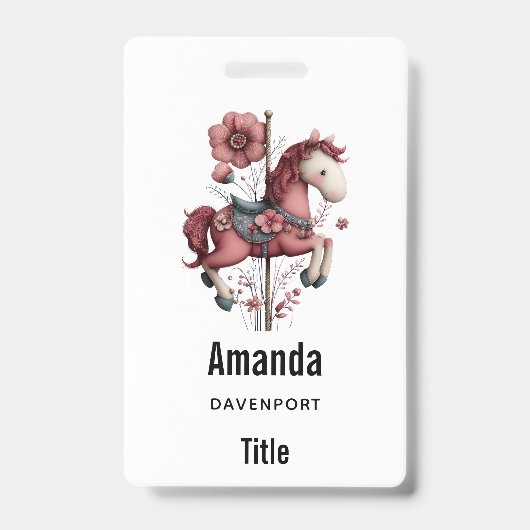 Whimsical Carousel Horse Image Badge (Voorzijde)