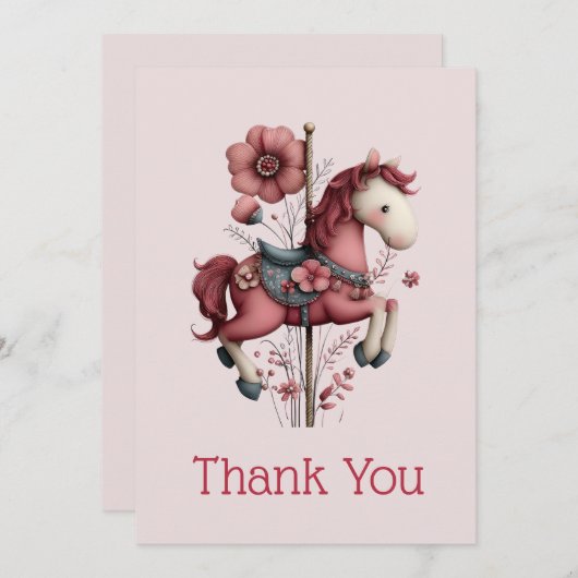 Whimsical Carousel Horse Image Bedankkaart (Voorkant / Achterkant)