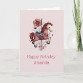 Whimsical Carousel Horse Image Birthday Kaart (Voorkant)