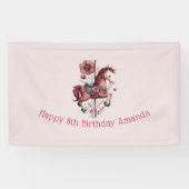 Whimsical Carousel Horse Image Birthday Spandoek (Horizontaal)