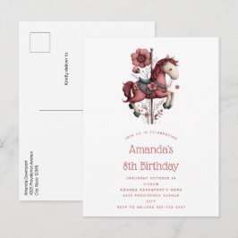 Whimsical Carousel Horse Image Birthday Uitnodiging Briefkaart