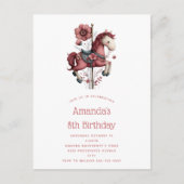 Whimsical Carousel Horse Image Birthday Uitnodiging Briefkaart (Voorkant)