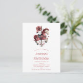 Whimsical Carousel Horse Image Birthday Uitnodiging Briefkaart (Staand voorkant)