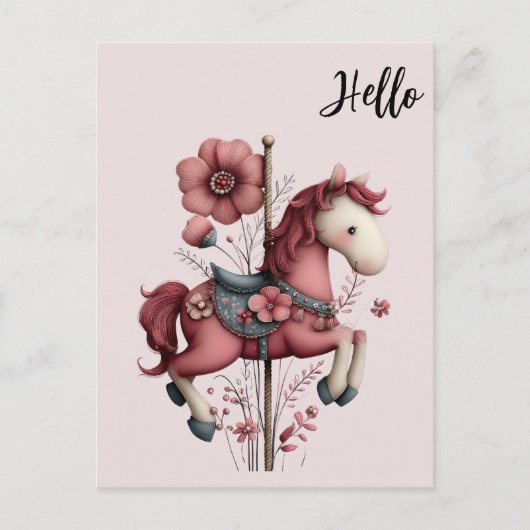 Whimsical Carousel Horse Image Briefkaart (Voorkant)