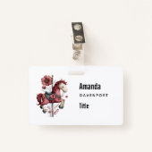 Whimsical Carousel Horse Image Business Badge (Voorkant met clip)