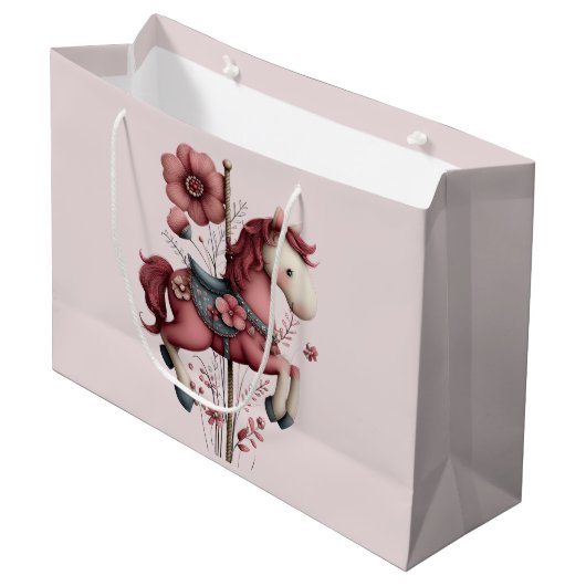 Whimsical Carousel Horse Image Groot Cadeauzakje (Voorkant Gekanteld)