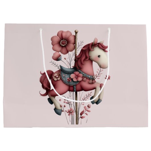 Whimsical Carousel Horse Image Groot Cadeauzakje (Achterkant)