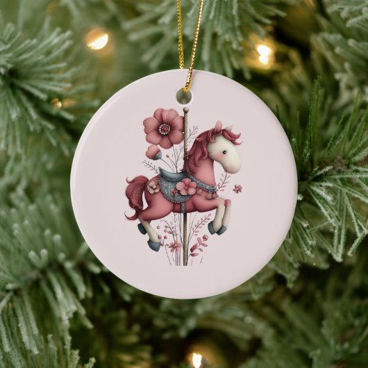 Whimsical Carousel Horse Image Keramisch Ornament (Boom)