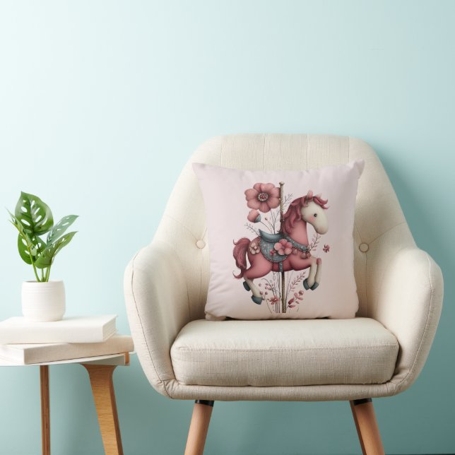 Whimsical Carousel Horse Image Kussen (Stoel)