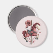 Whimsical Carousel Horse Image Magneet (Voorkant / Achterkant)