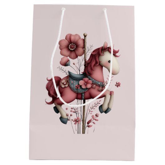 Whimsical Carousel Horse Image Medium Cadeauzakje (Achterkant)