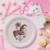 Whimsical Carousel Horse Image Papieren Bordje (Feest)