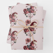 Whimsical Carousel Horse Image Pattern Inpakpapier Vel (In situ)