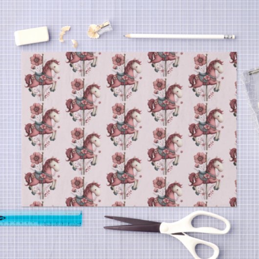 Whimsical Carousel Horse Image Pattern Tissuepapier (Craft)