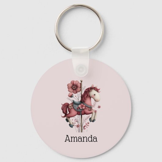 Whimsical Carousel Horse Image Sleutelhanger (Achterkant)
