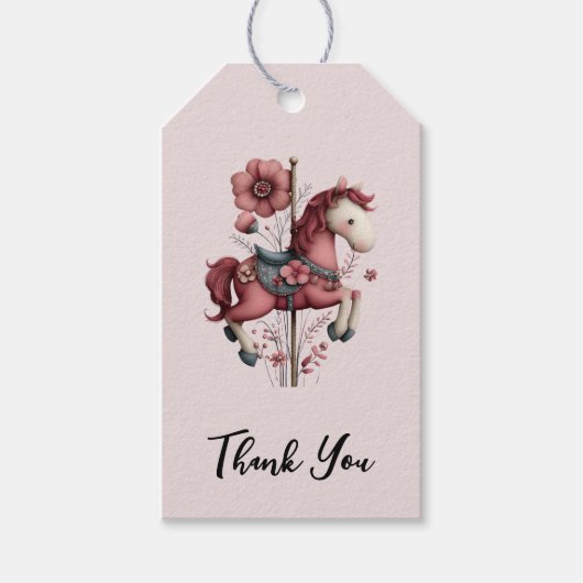 Whimsical Carousel Horse Image Thank You Cadeaulabel (Voorkant)