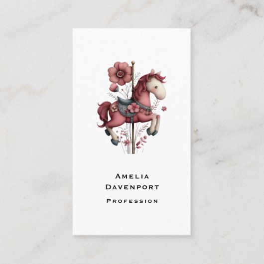 Whimsical Carousel Horse Image Visitekaartje (Voorkant)