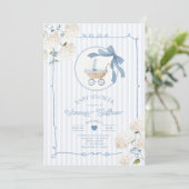 Whimsical Carriage French nursery Blue Baby shower Kaart (Staand voorkant)