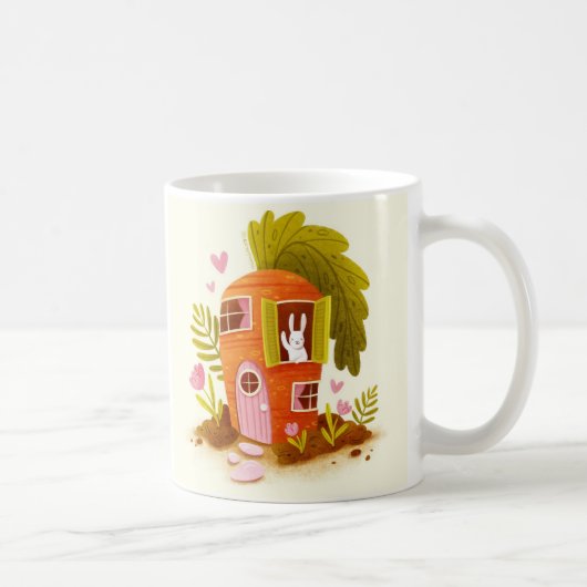 Whimsical Carrot Bunny House Mug Cute Farm Animals Koffiemok (Rechts)